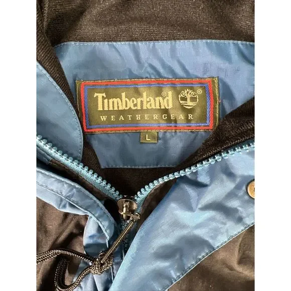 Timberland Weathergear Men's Blue/Black Hooded Windbreaker Jacket - L - Picture 3 of 4